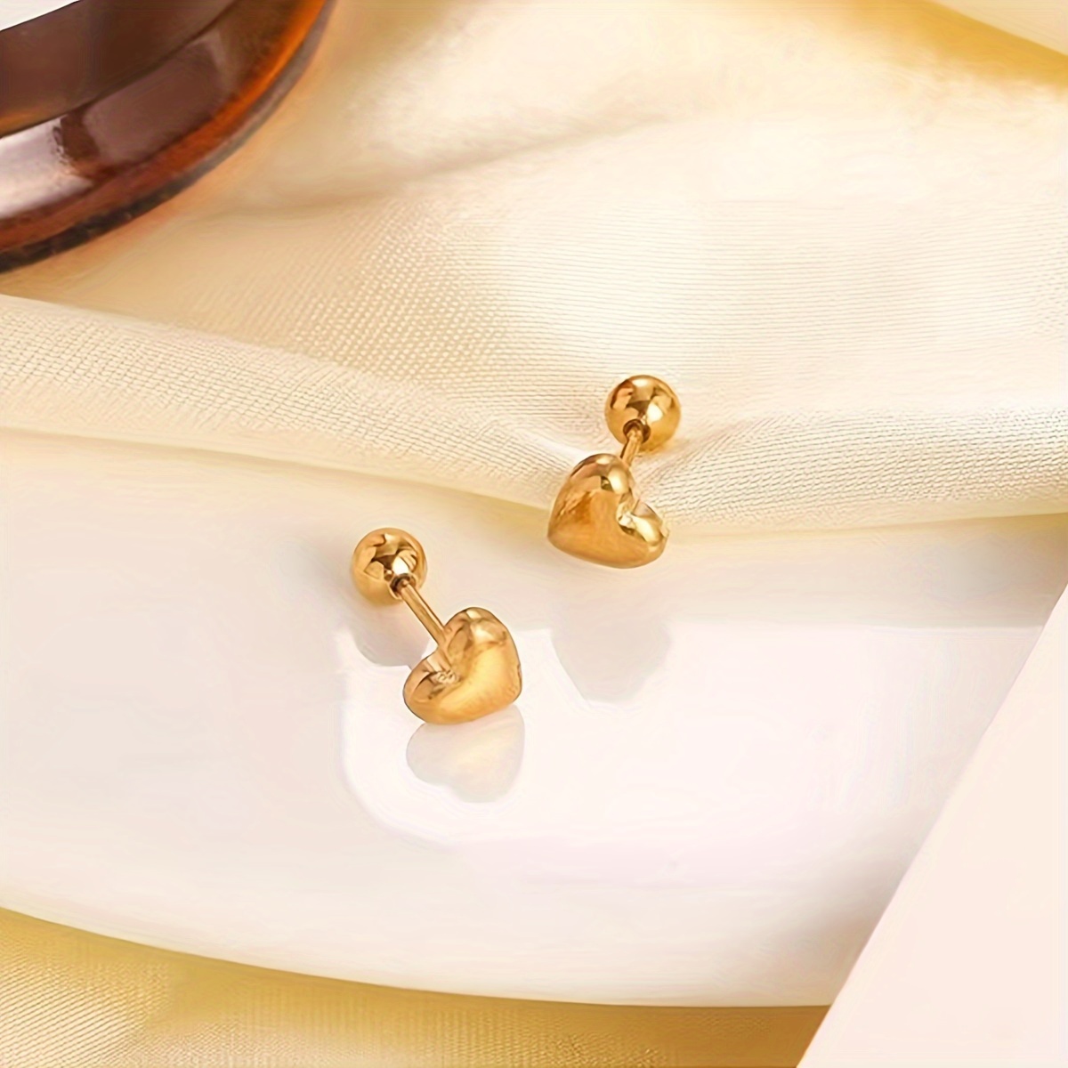 Stylish Heart-Shaped Twisted Round Ball Earrings — Stainless Steel